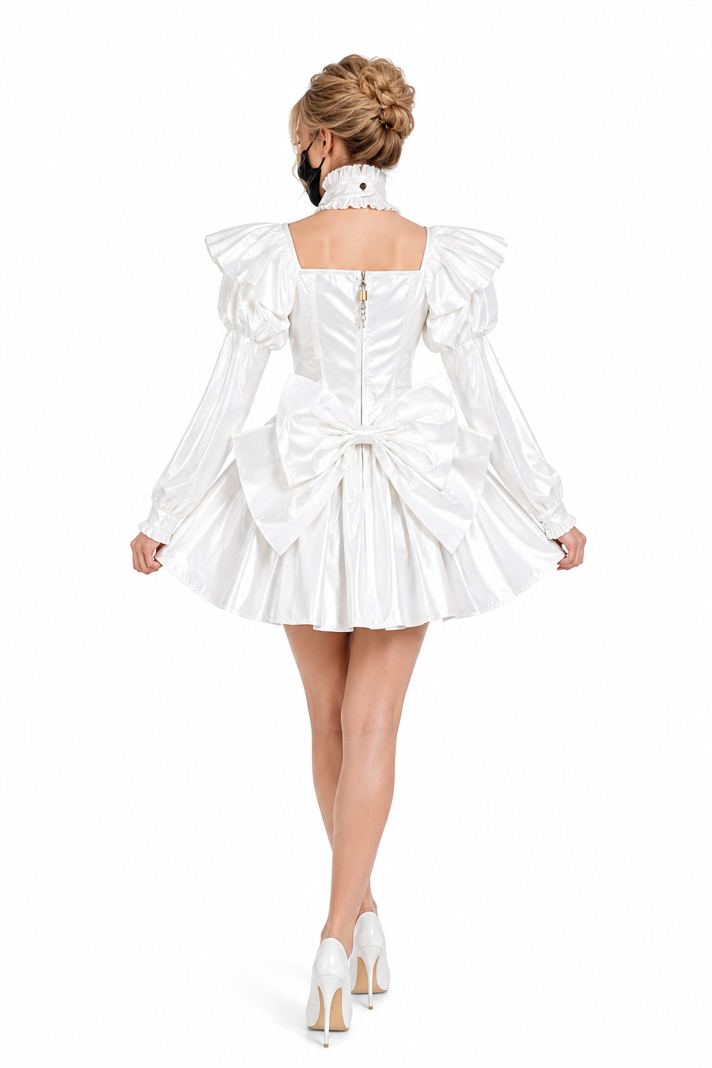 White Thin PVC Dress G3738