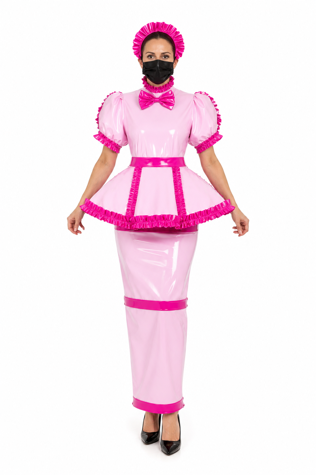 Pink Thin PVC Long Dress G3740