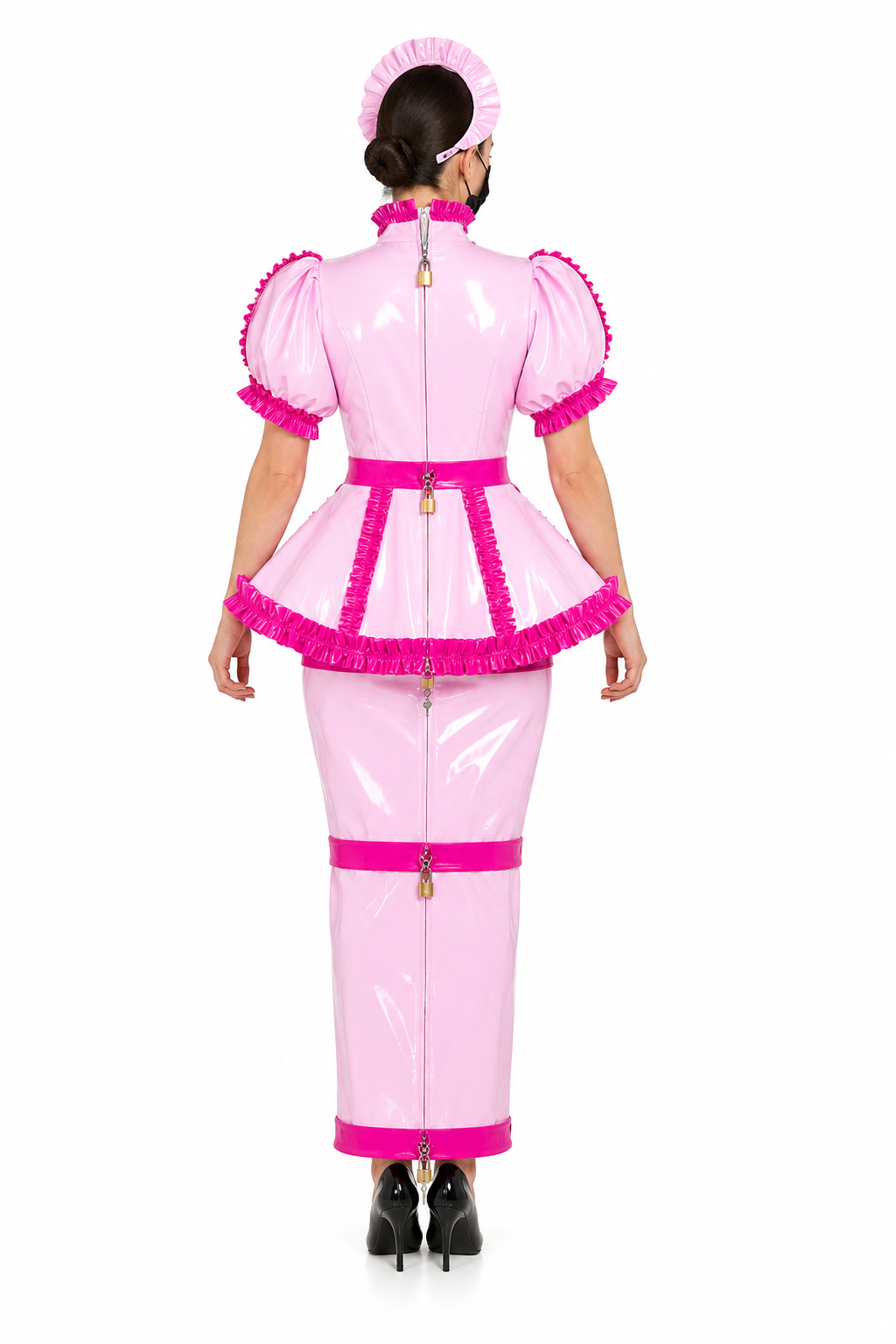 Pink Thin PVC Long Dress G3740
