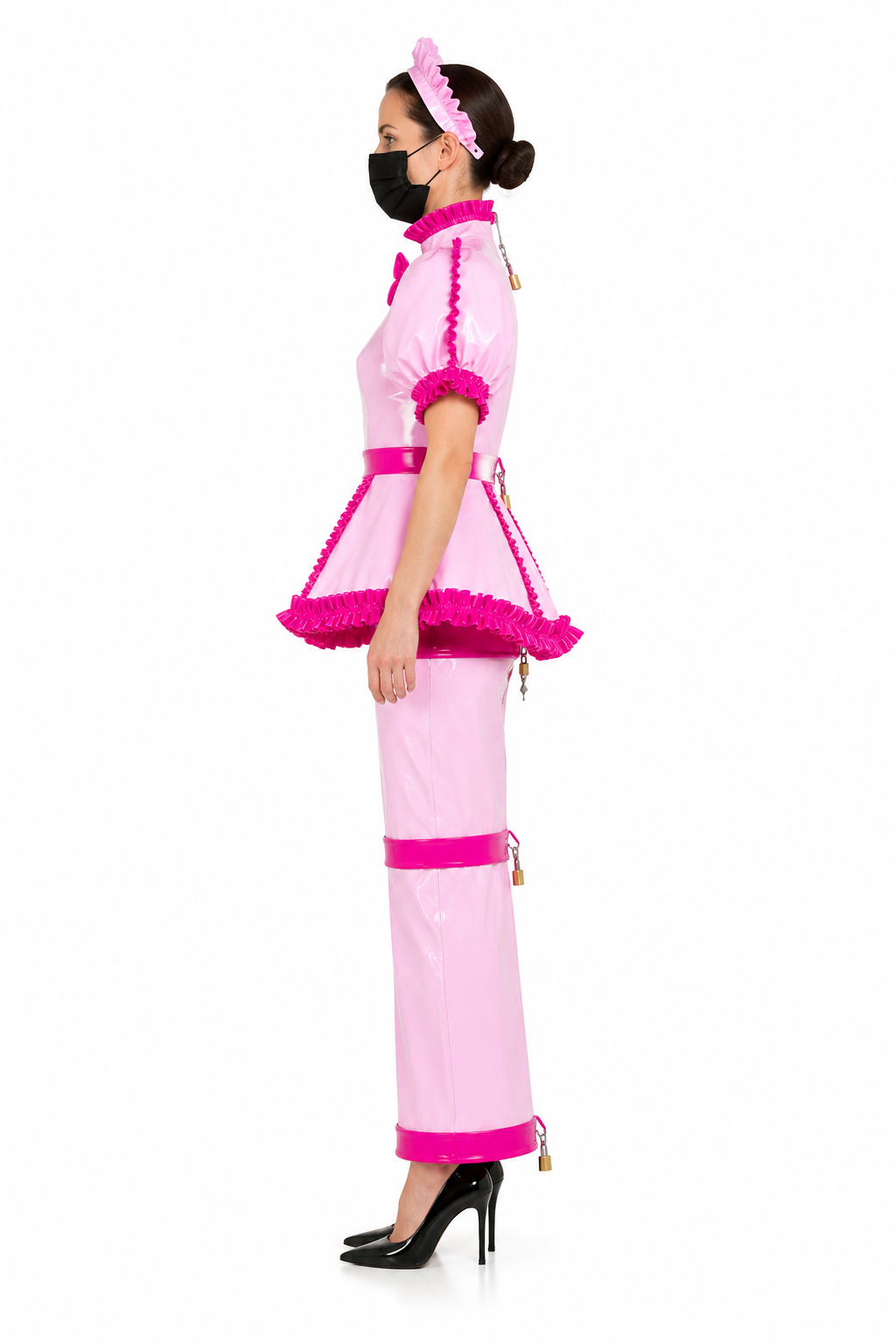 Pink Thin PVC Long Dress G3740