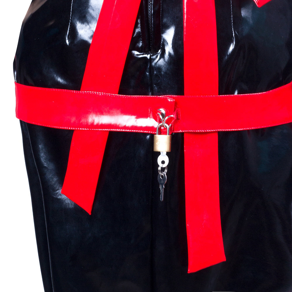 Black Thin PVC Long Dress G3741
