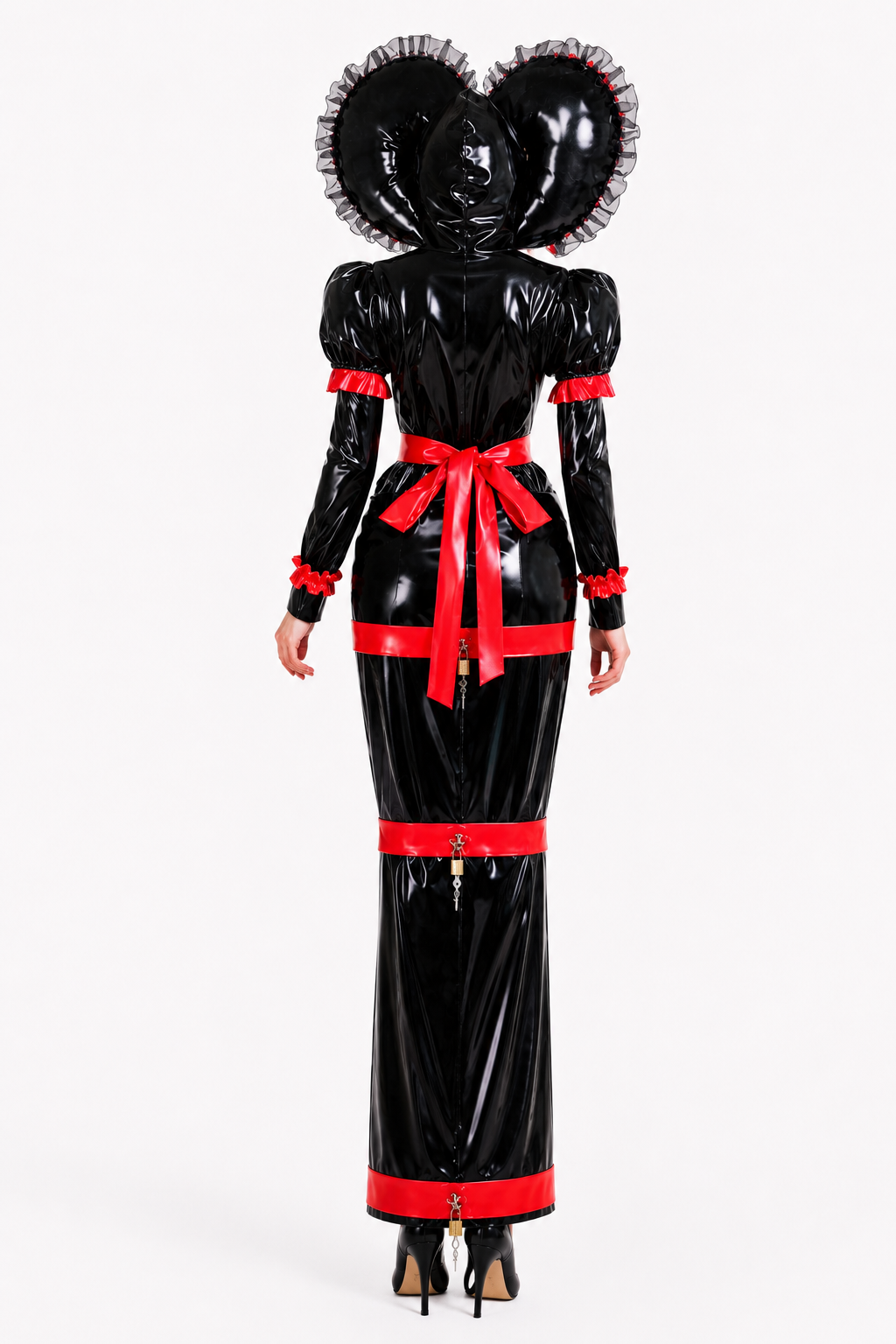 Black Thin PVC Long Dress G3741