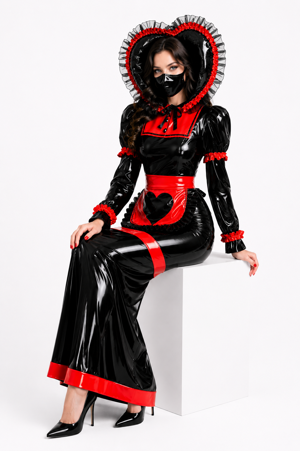 Black Thin PVC Long Dress G3741