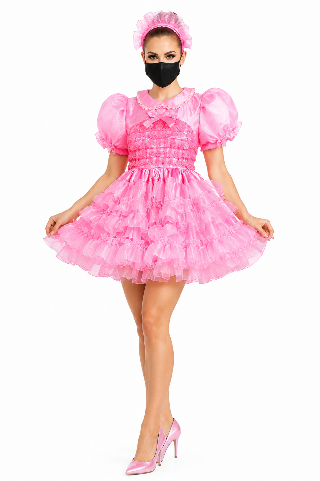 Pink Satin & Organza Dress G3748