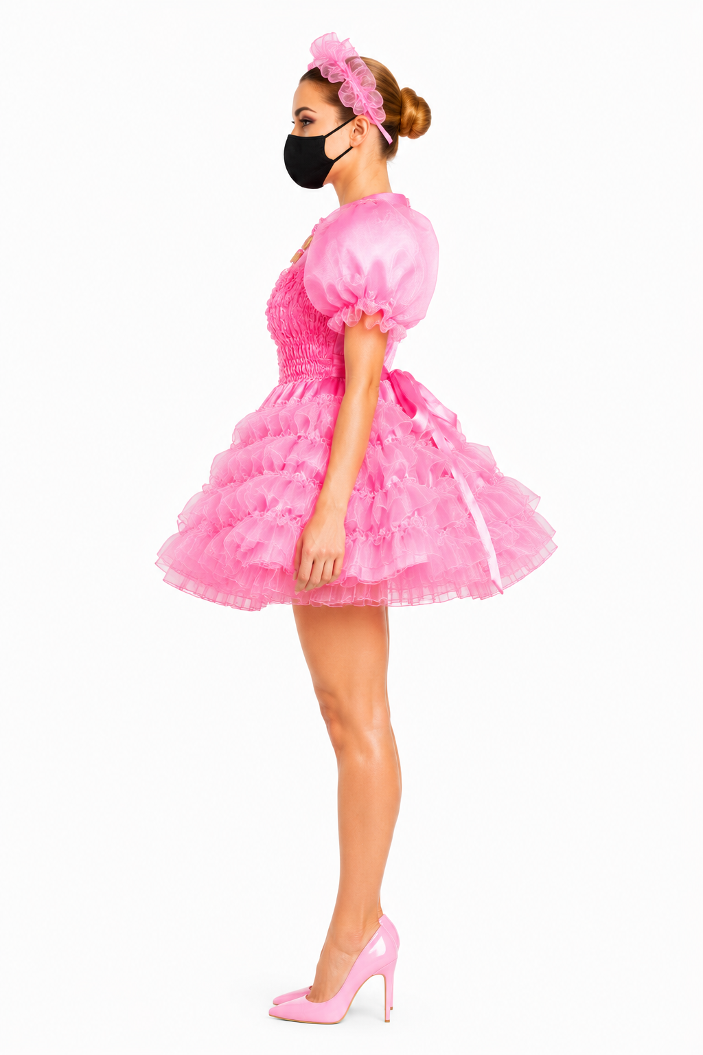 Pink Satin & Organza Dress G3748