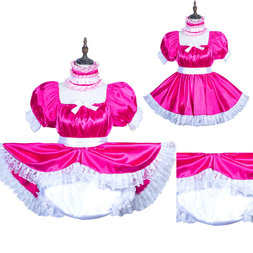 Combishort en satin rose vif G3749