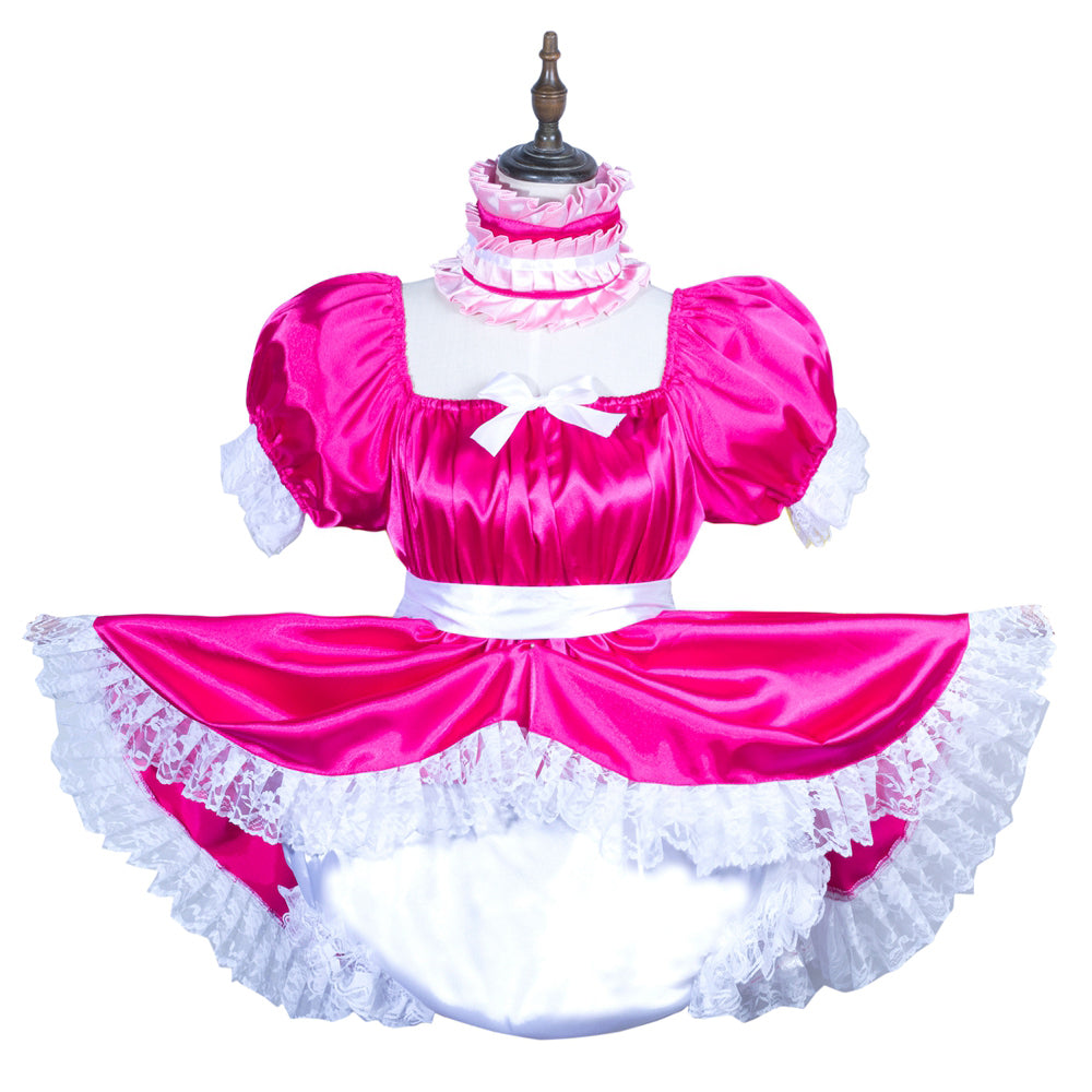 Combishort en satin rose vif G3749