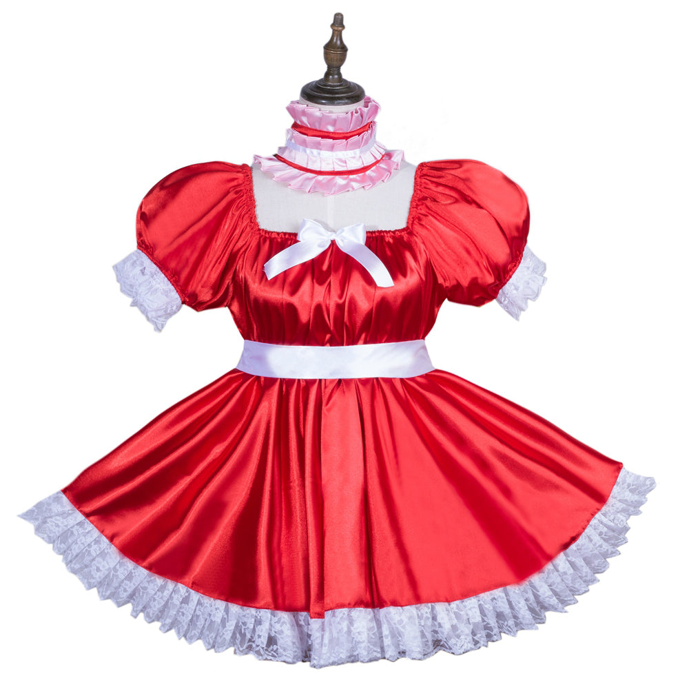 Combinaison courte en satin rouge G3754