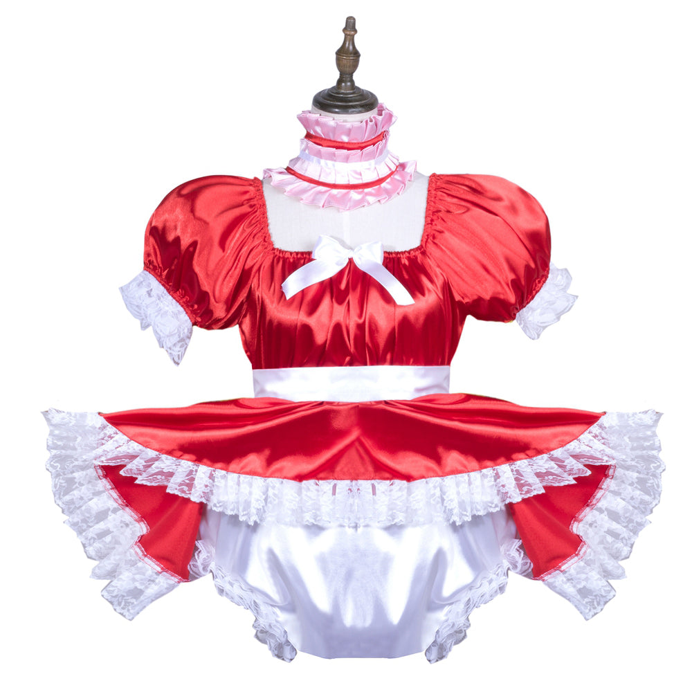 Combinaison courte en satin rouge G3754