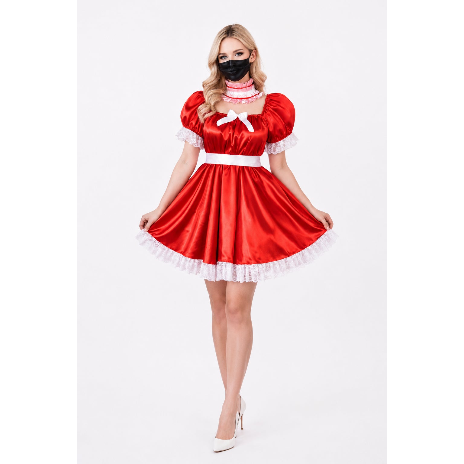 Combinaison courte en satin rouge G3754