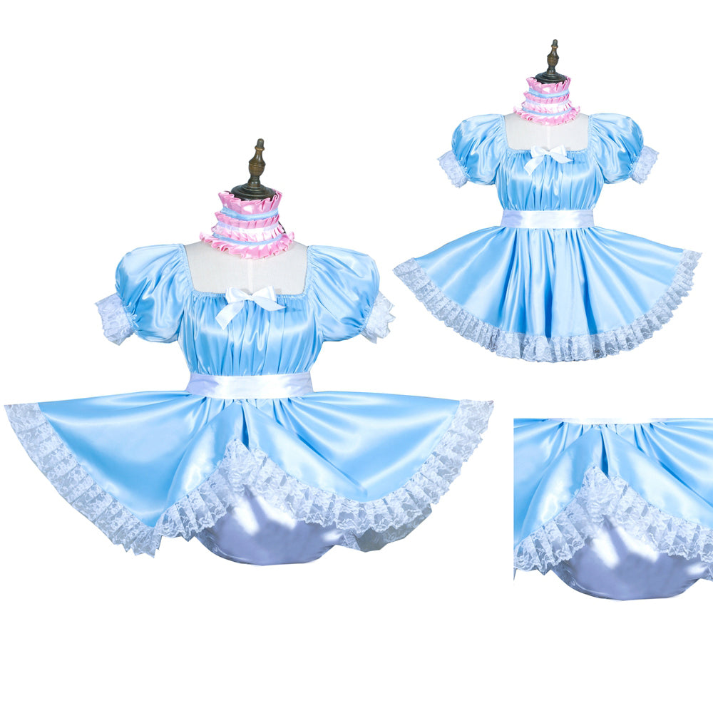Barboteuse bébé en satin bleu clair G3755