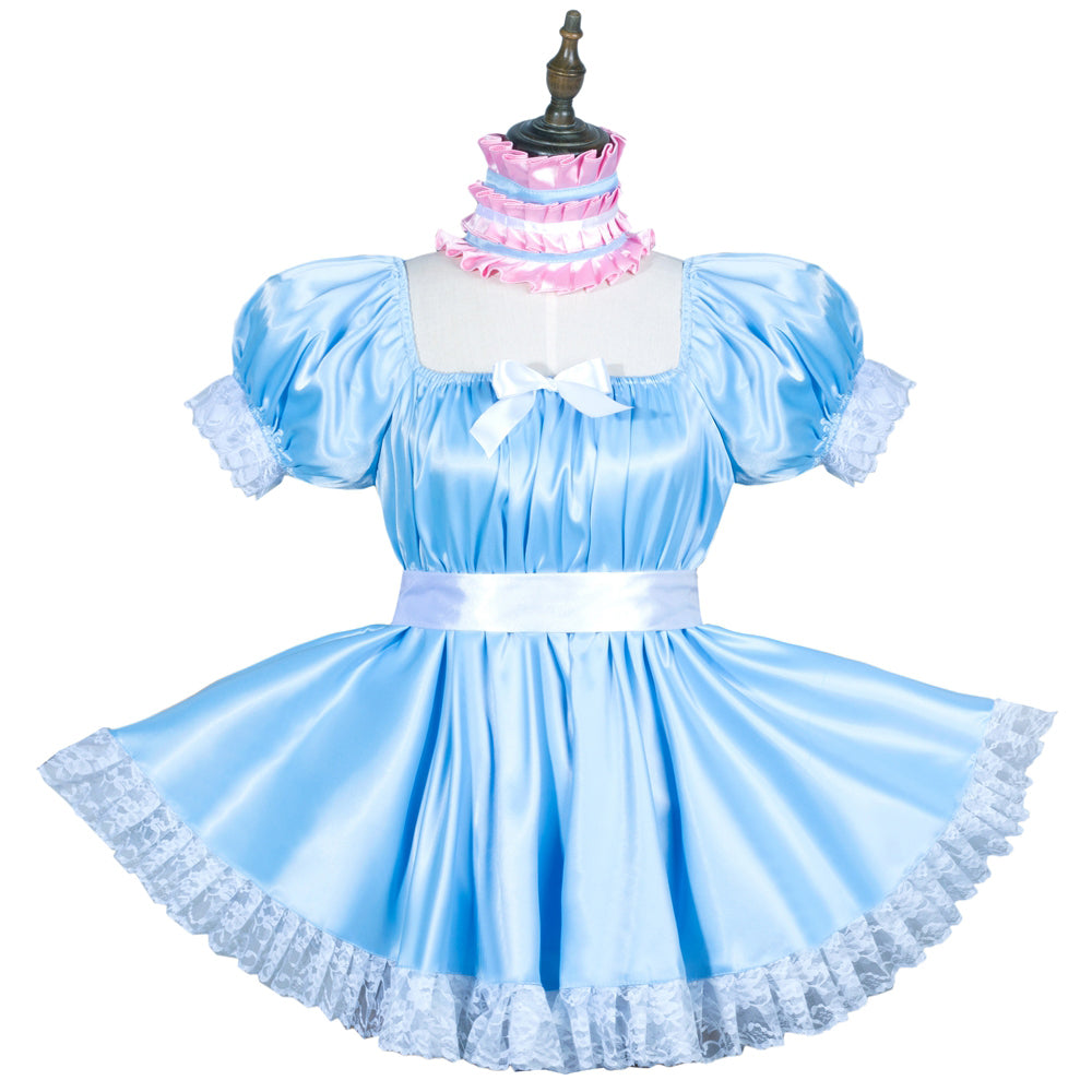 Barboteuse bébé en satin bleu clair G3755