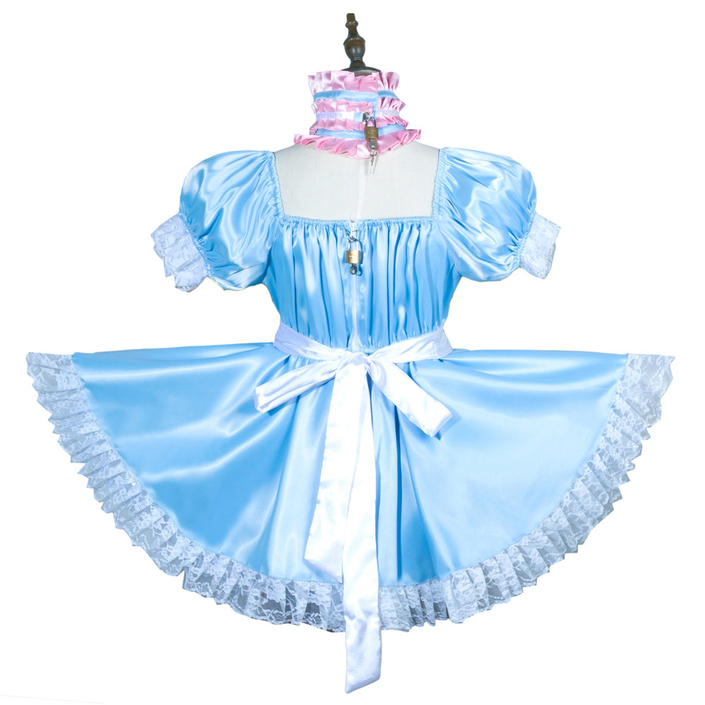 Barboteuse bébé en satin bleu clair G3755