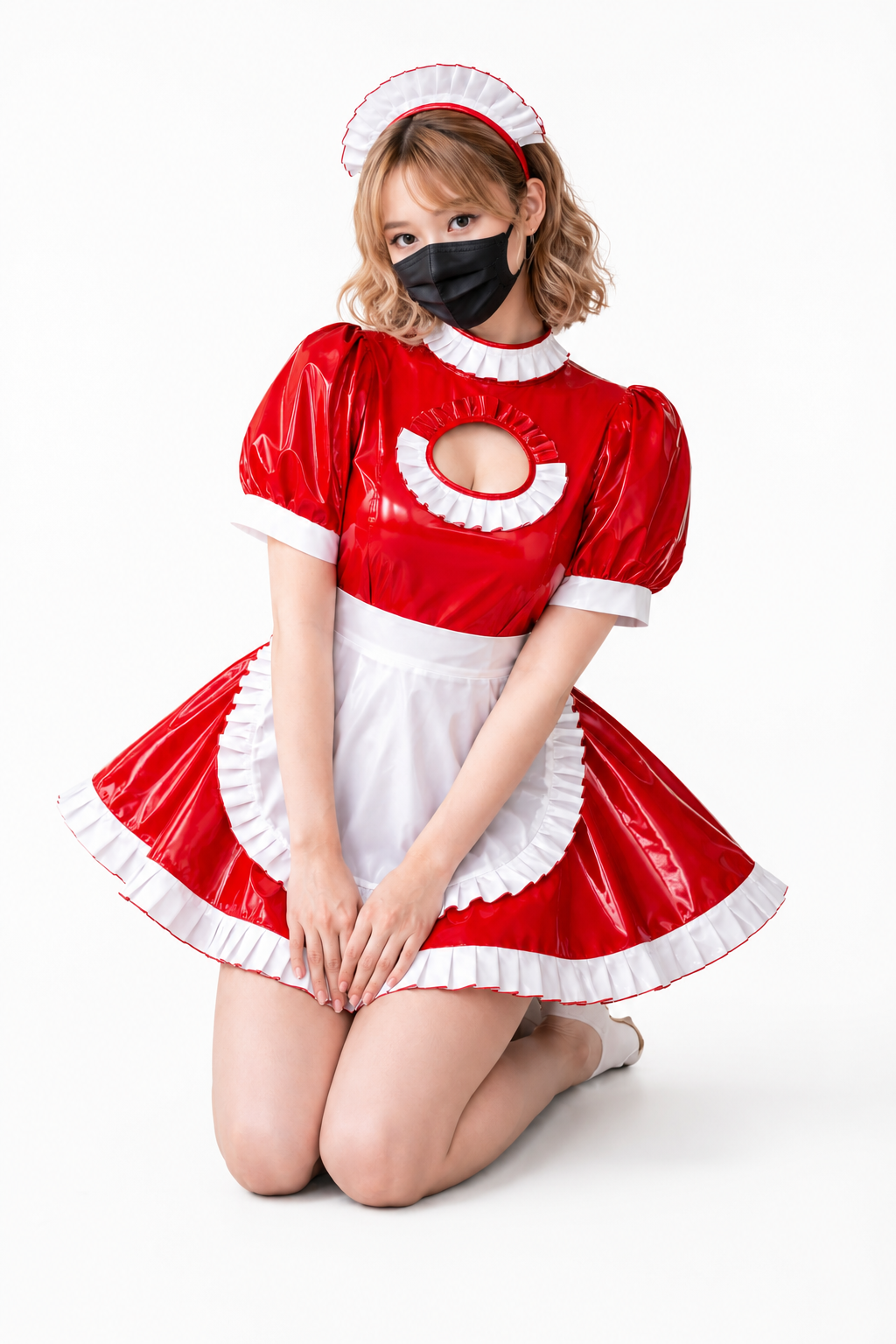 Rotes, dünnes PVC-Kleid G3756