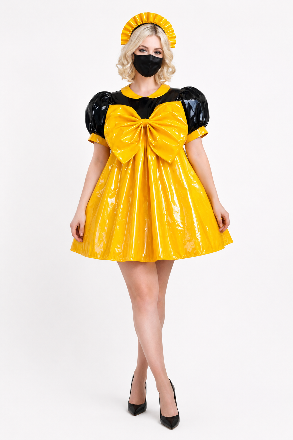 Yellow Thin PVC Dress G3757
