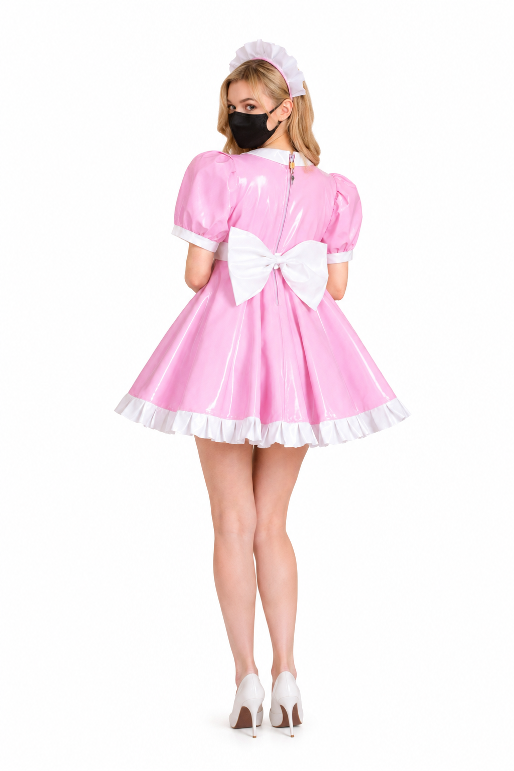 Babyrosa dünnes PVC-Kleid G3763