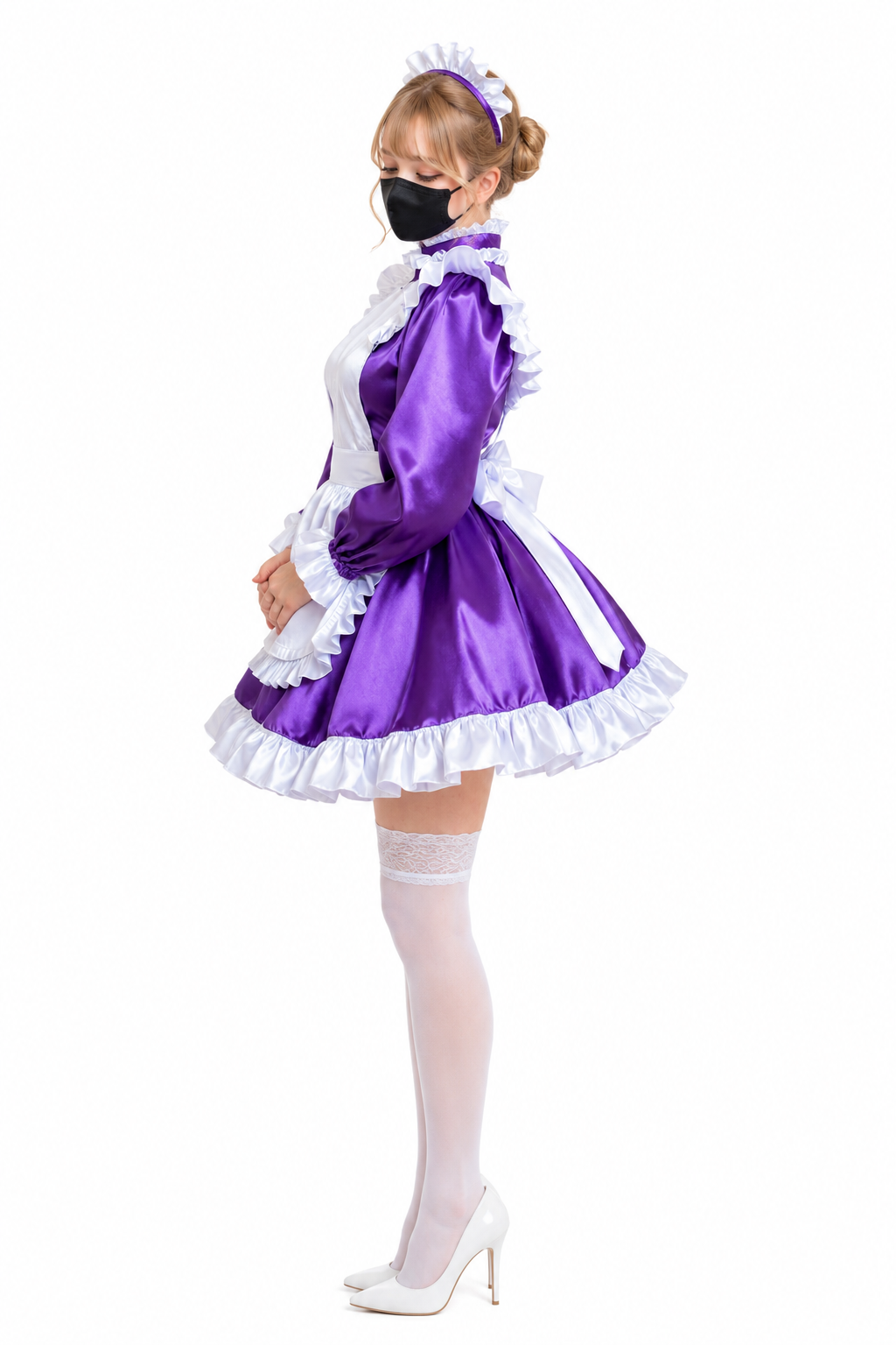 Lila Satin-Kleid G3765