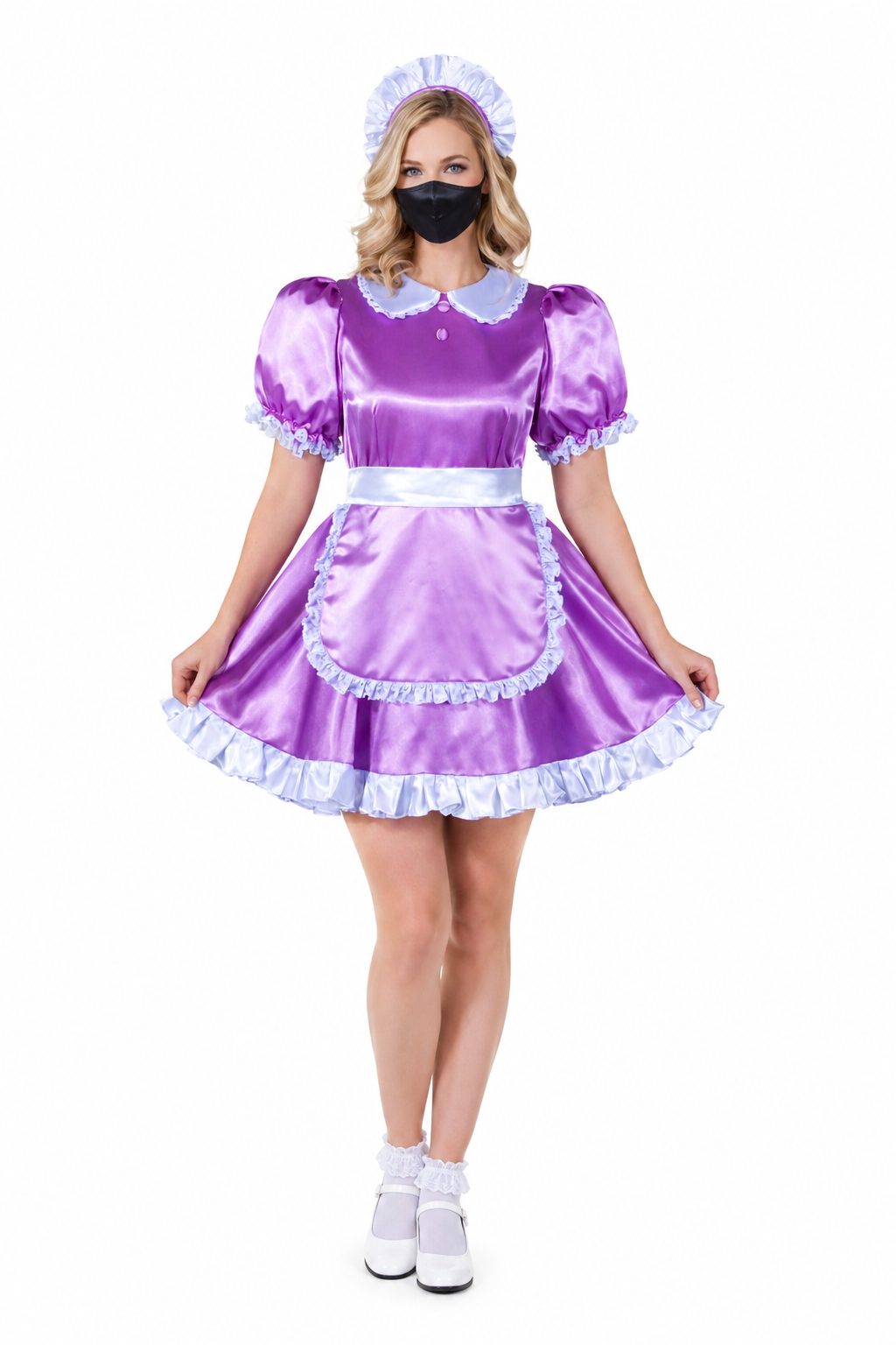 Lila Satinkleid G3766