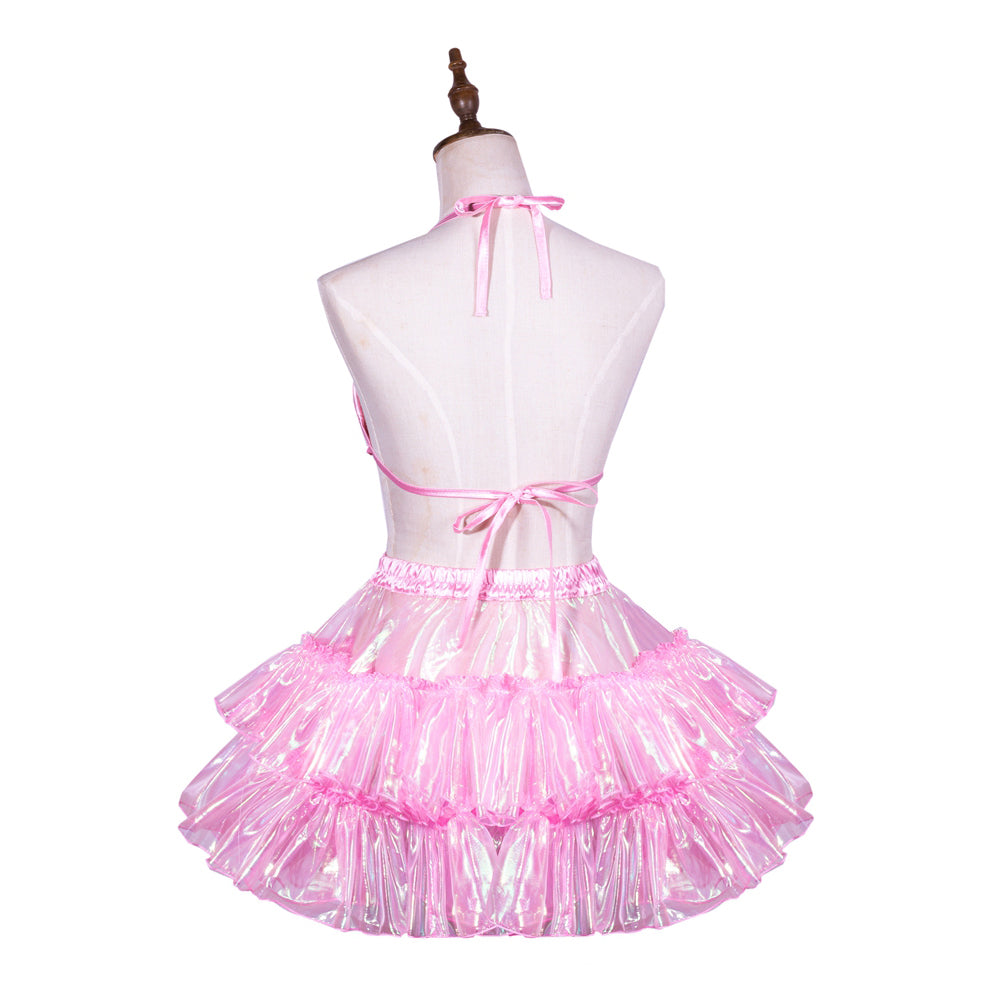 Baby Pink Organza Bra & Skirt G3767