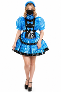 Schwarz & Blau Schweres PVC + Klares PVC-Kleid G3770