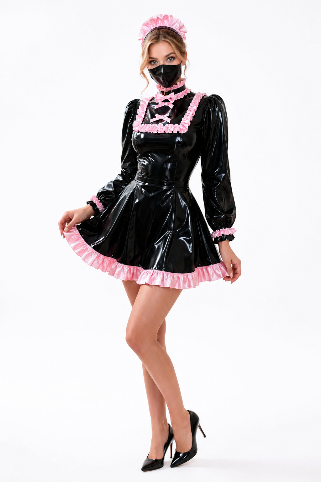 Black Thin PVC Dress G3773