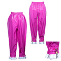 Pink PVC sissy maid pants with ruffled cuffs and lockable design