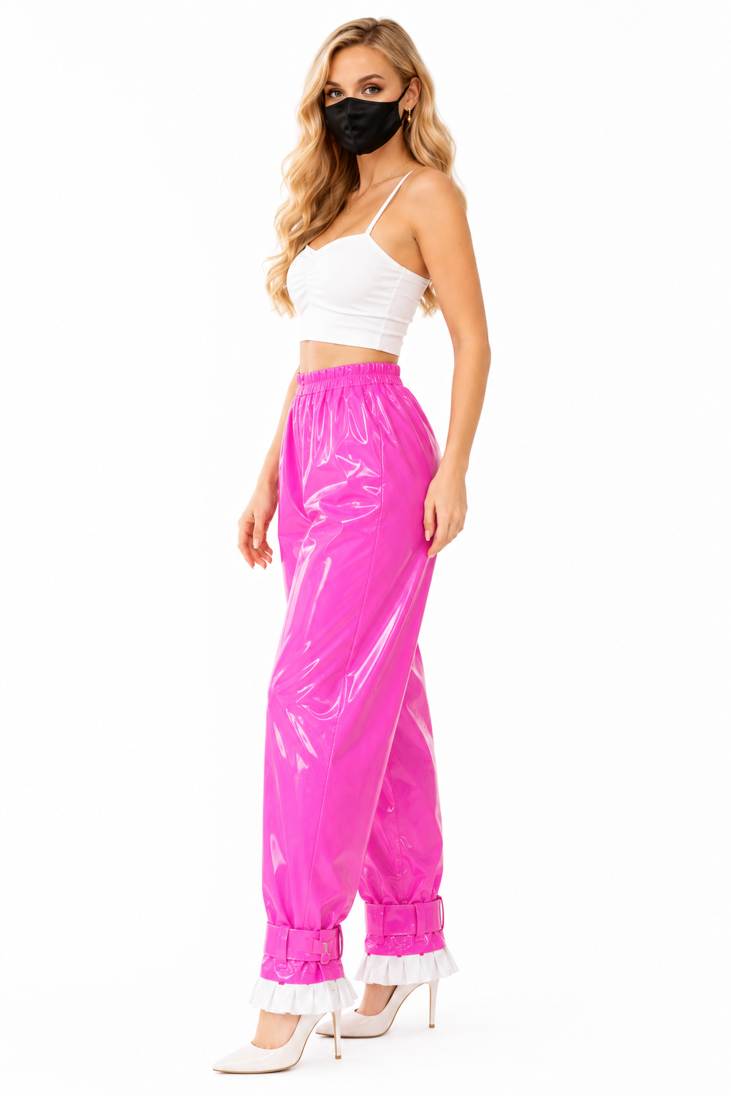 Dünne PVC-Hose in Hot Pink G3775