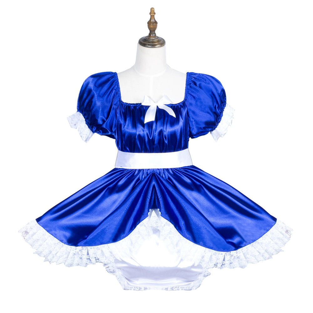 Combishort en satin bleu G3776