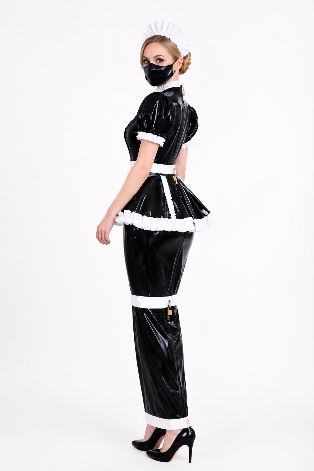 Black Thin PVC Dress G3777