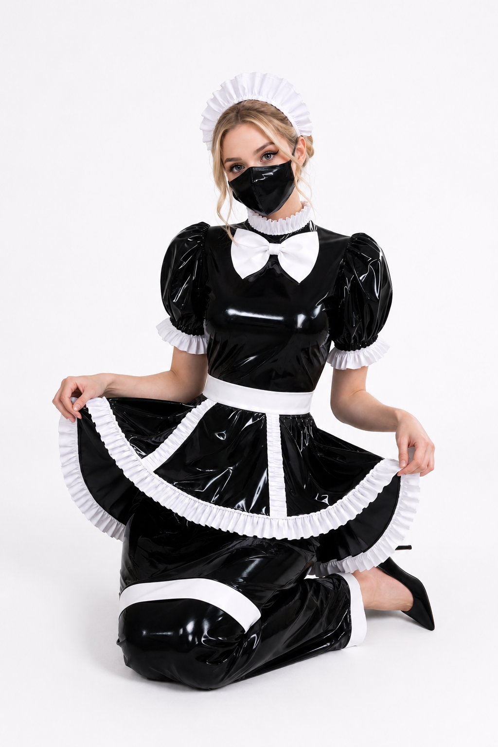 Black Thin PVC Dress G3777