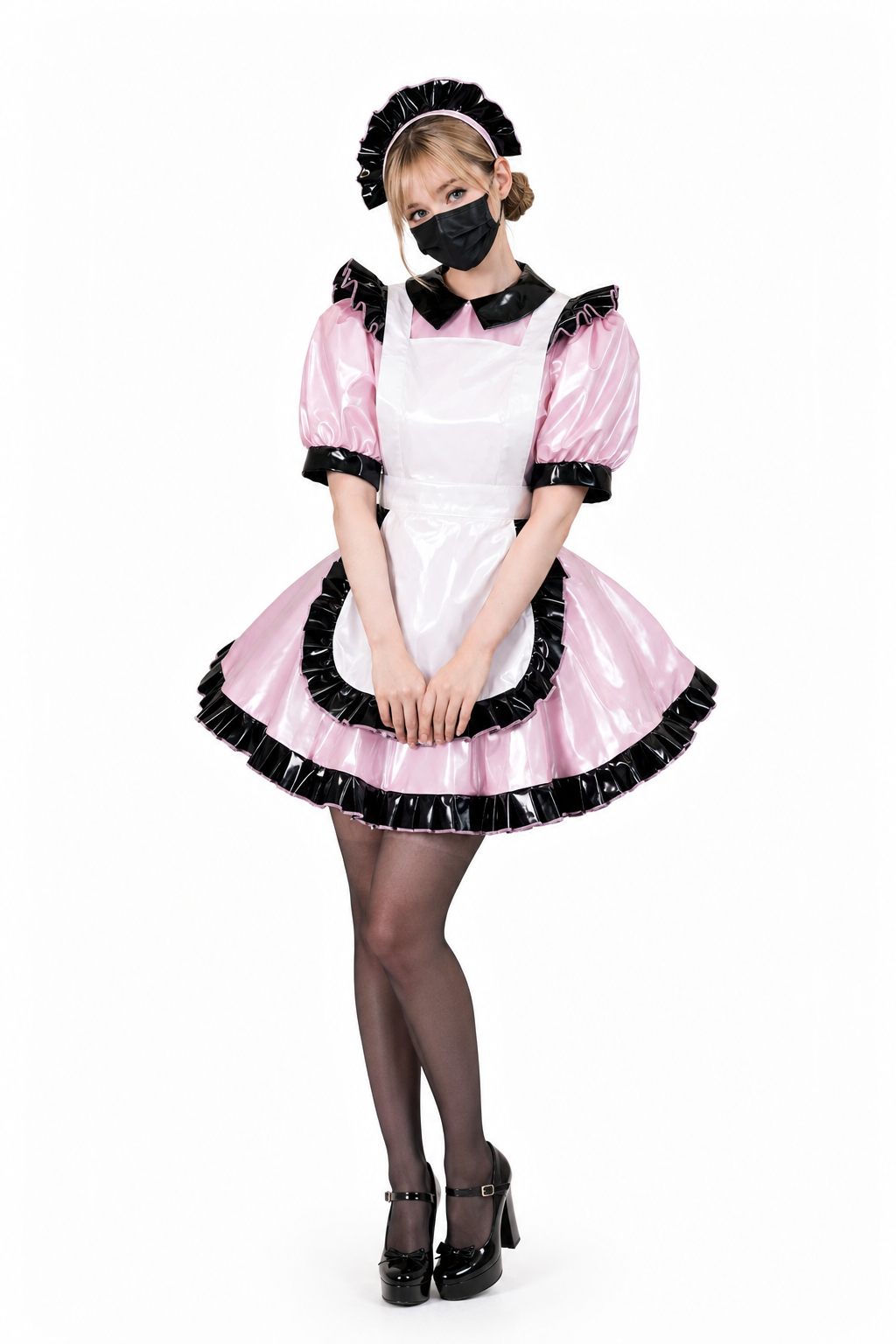 Babyrosa dünnes PVC-Kleid G3778