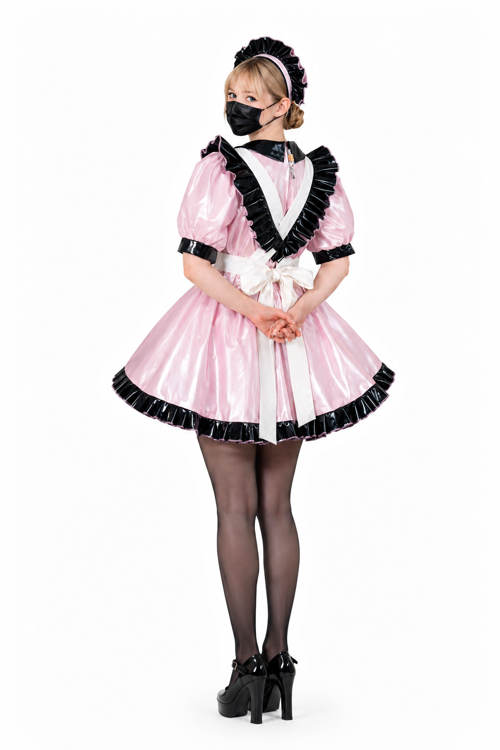 Babyrosa dünnes PVC-Kleid G3778