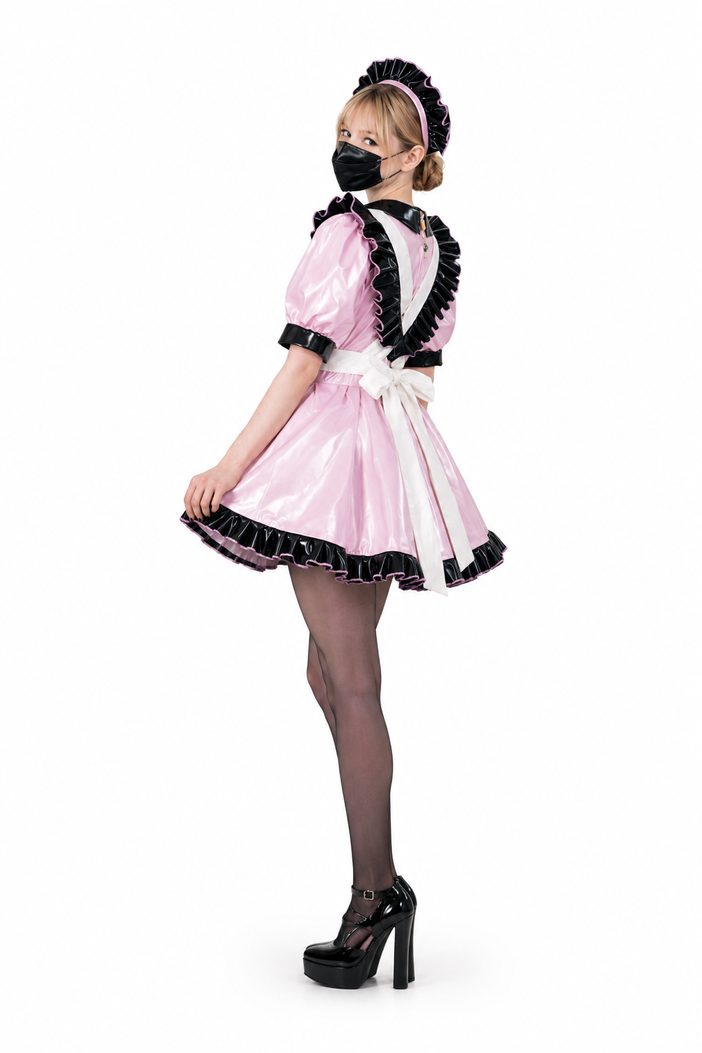 Babyrosa dünnes PVC-Kleid G3778