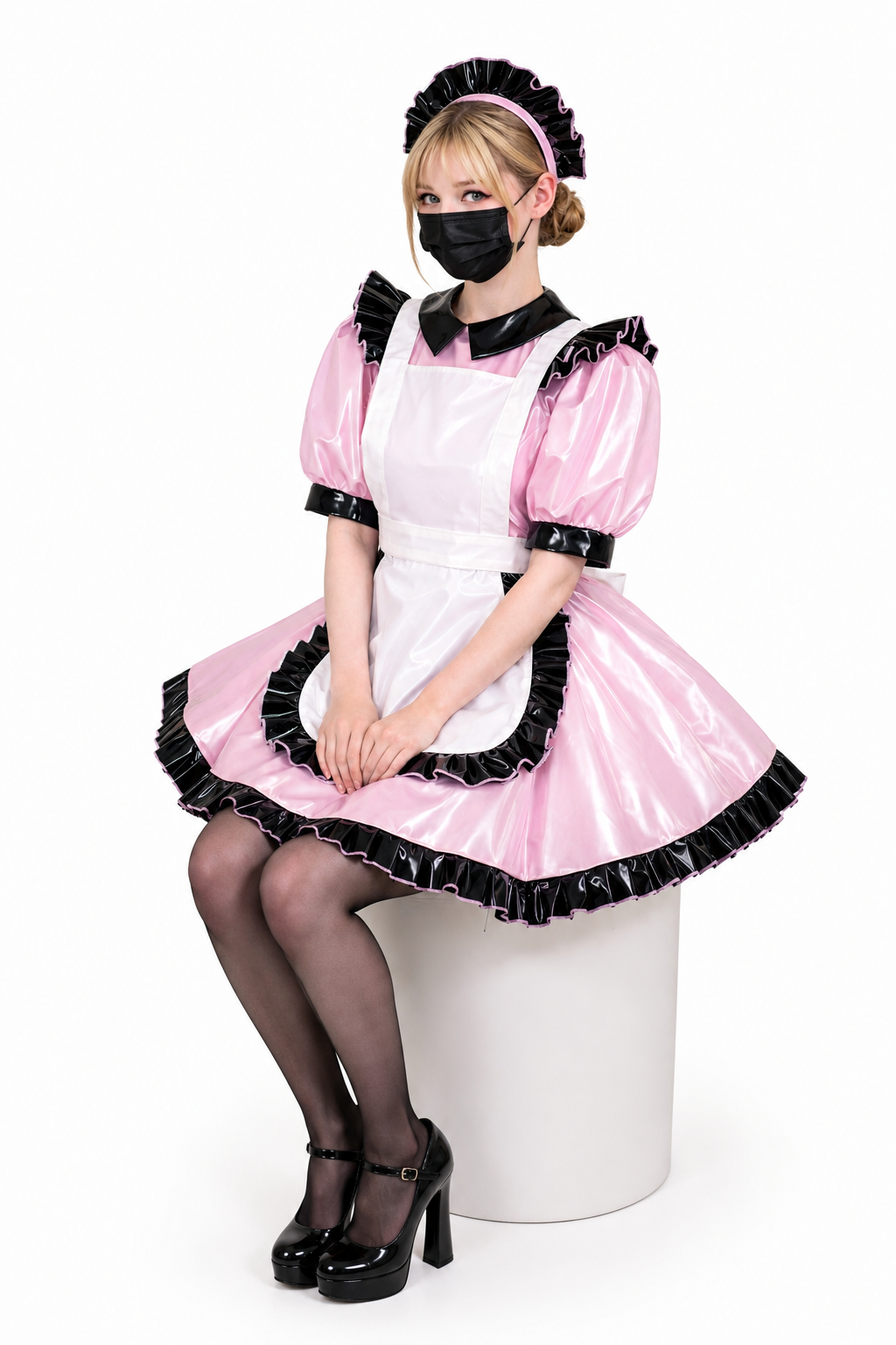 Babyrosa dünnes PVC-Kleid G3778