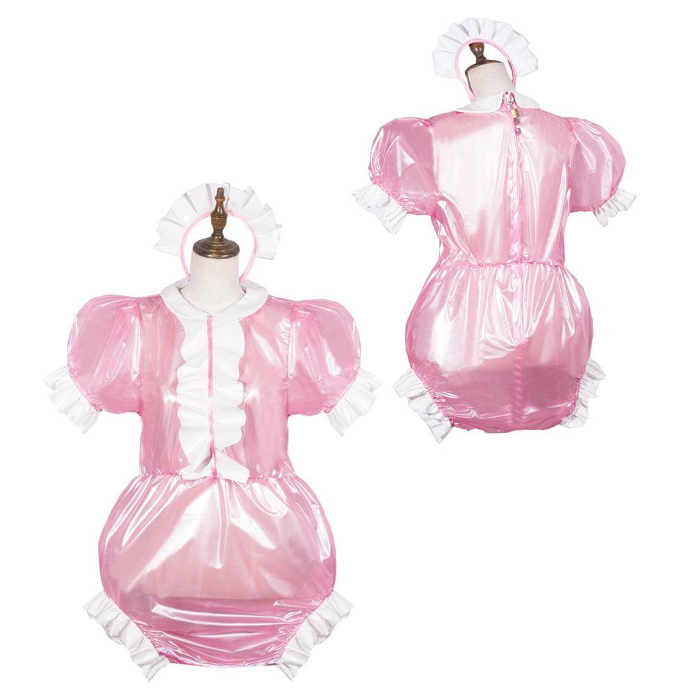 Grenouillère en PVC transparent rose bébé G3781