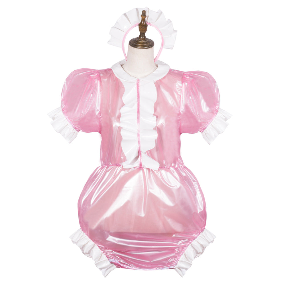 Grenouillère en PVC transparent rose bébé G3781