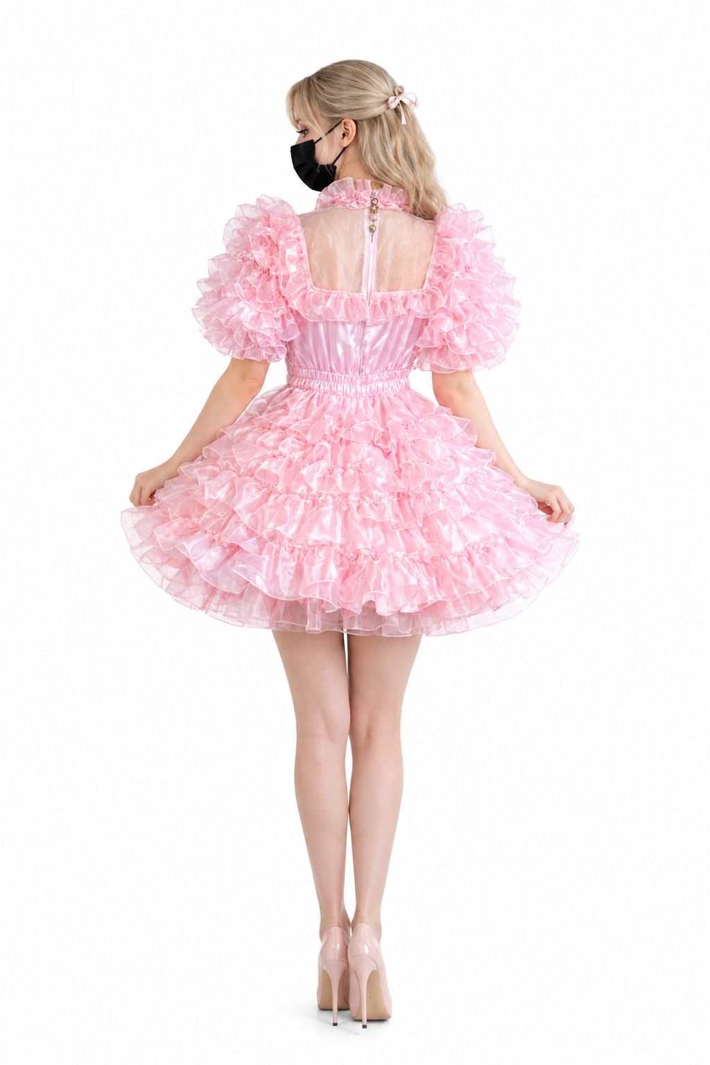 Babyrosa Satin-Organza-Kleid G3784