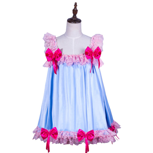 Robe en satin bleu clair pour bébé G3785