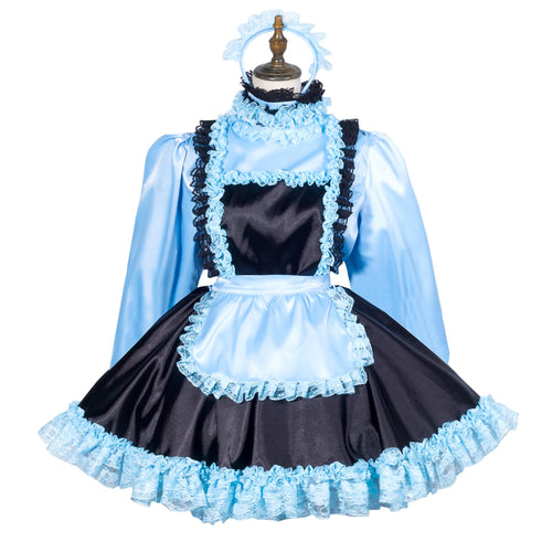 Robe en satin bleu bébé G3789