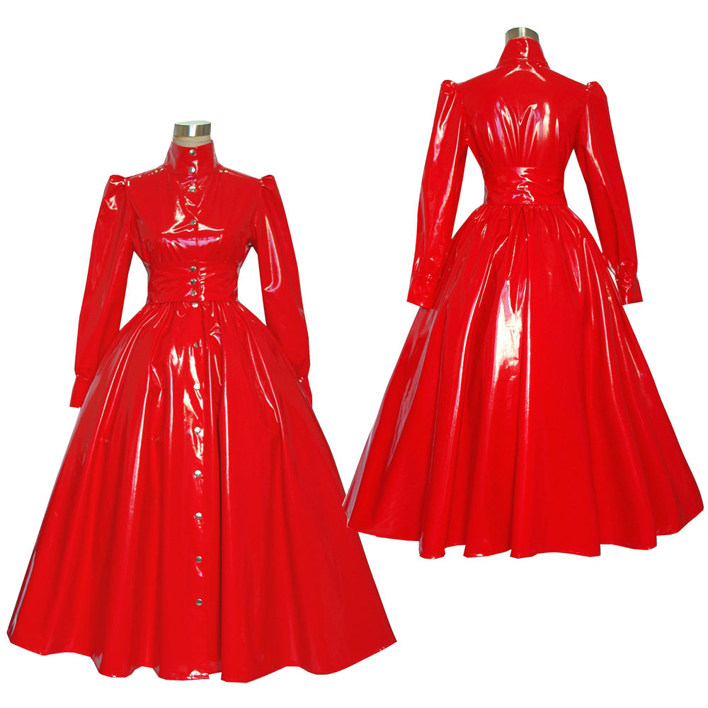 rotes enges PVC-Kleid G379