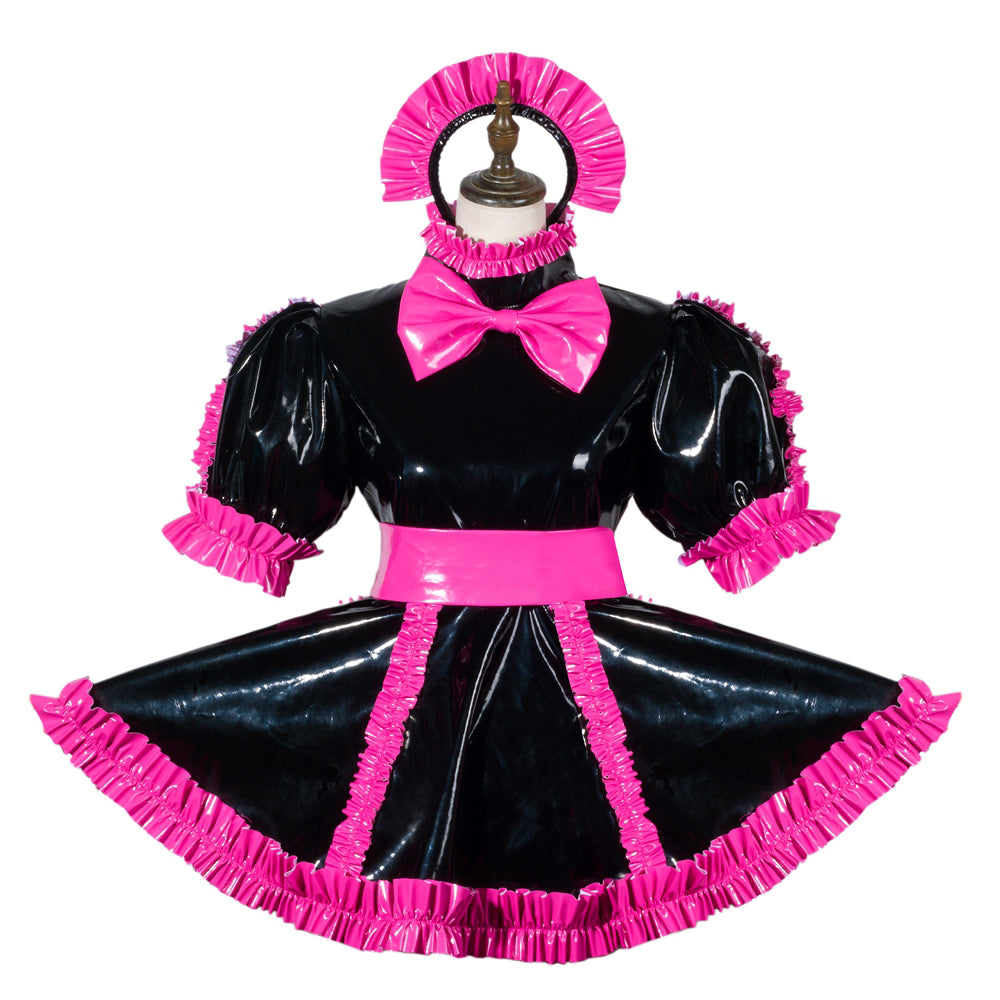 Combinaison courte noire fine en PVC G3790