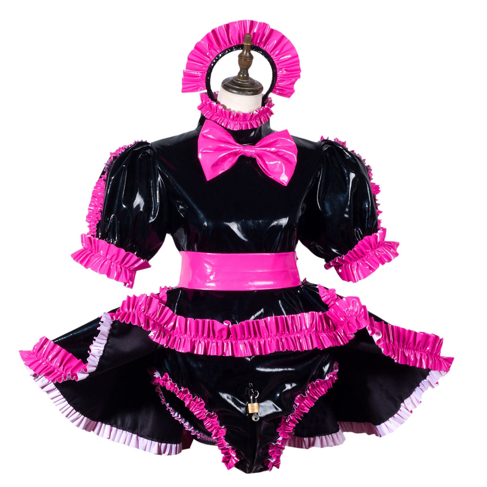 Combinaison courte noire fine en PVC G3790