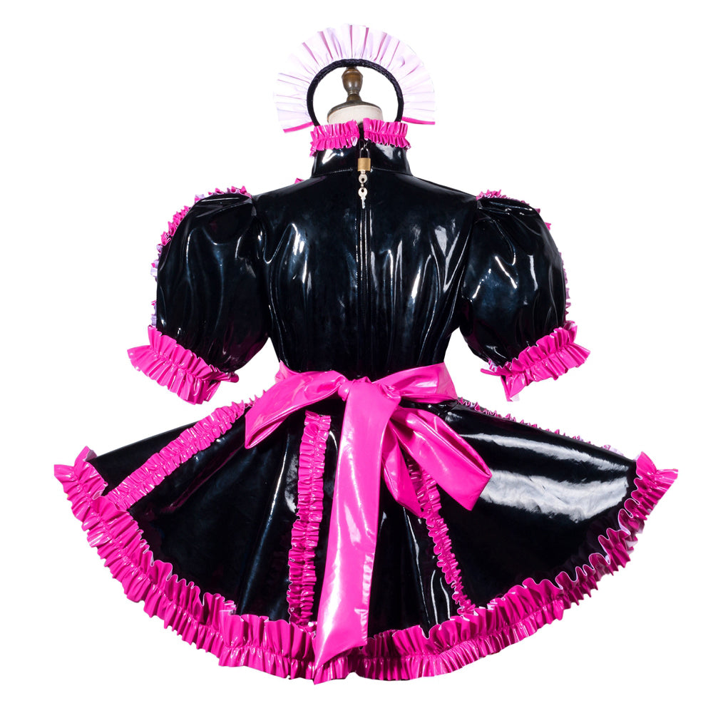 Combinaison courte noire fine en PVC G3790