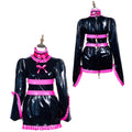 Black and pink sissy maid dress with ruffles and lockable design