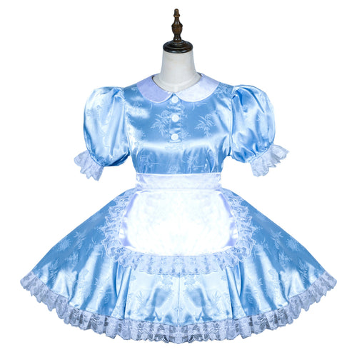 Robe en satin bleu layette G3795