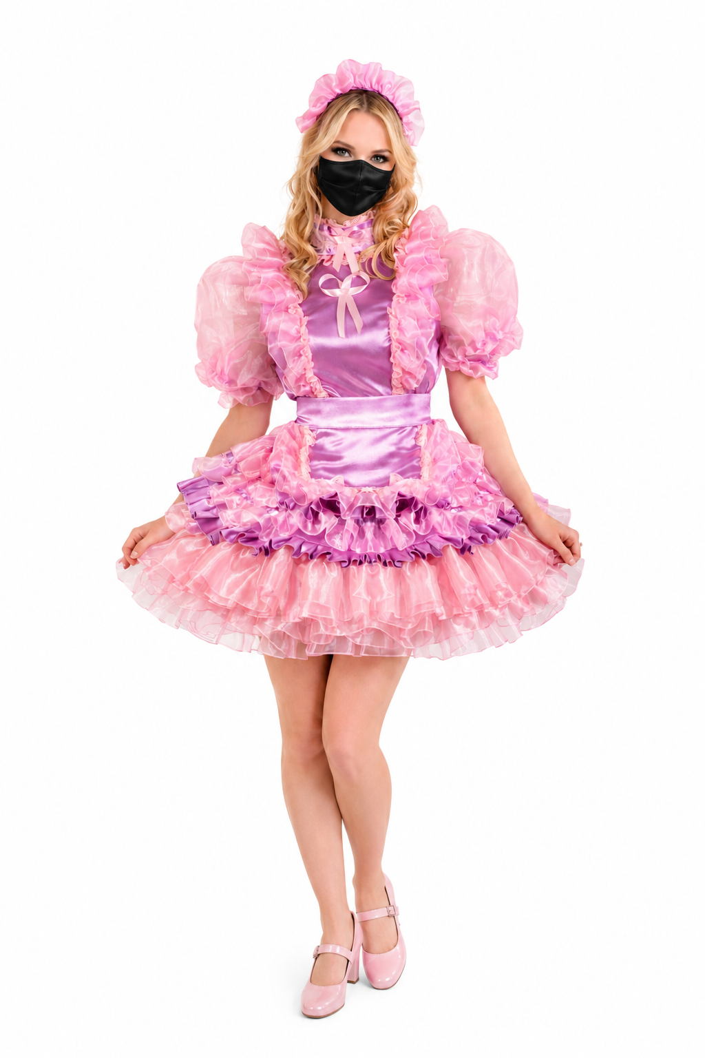 Pink & Lilac Satin Organza Dress G3799
