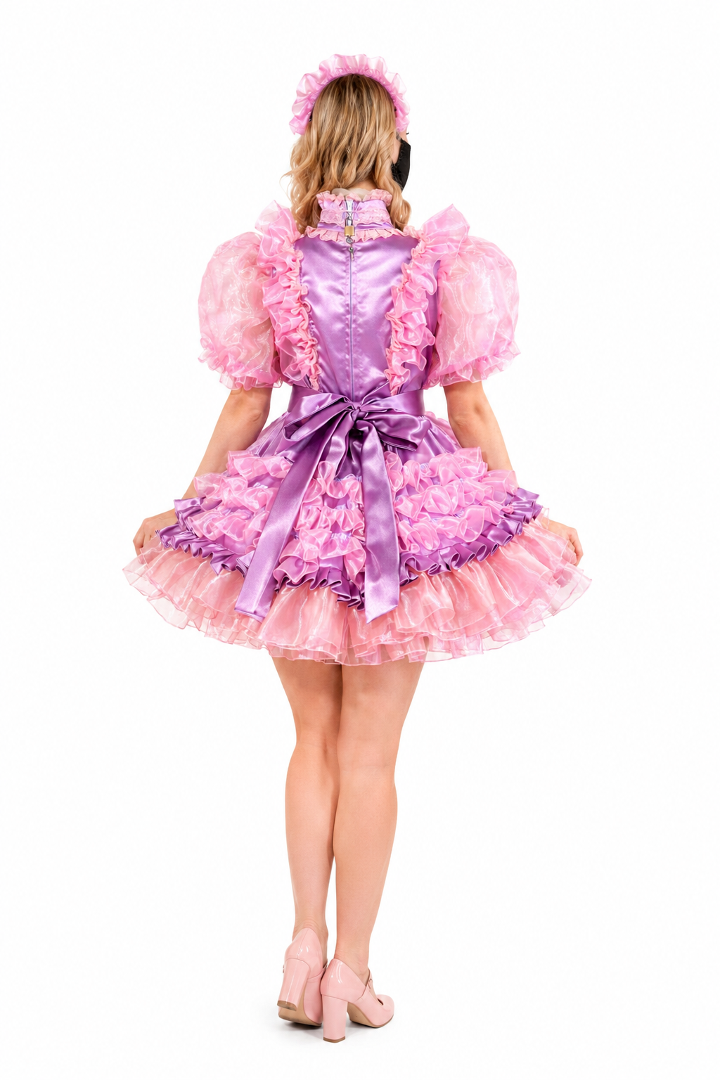Pink & Lilac Satin Organza Dress G3799