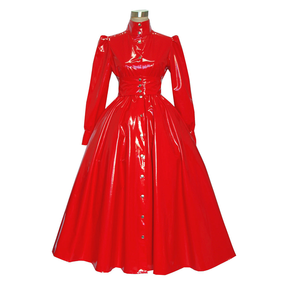 rotes enges PVC-Kleid G379