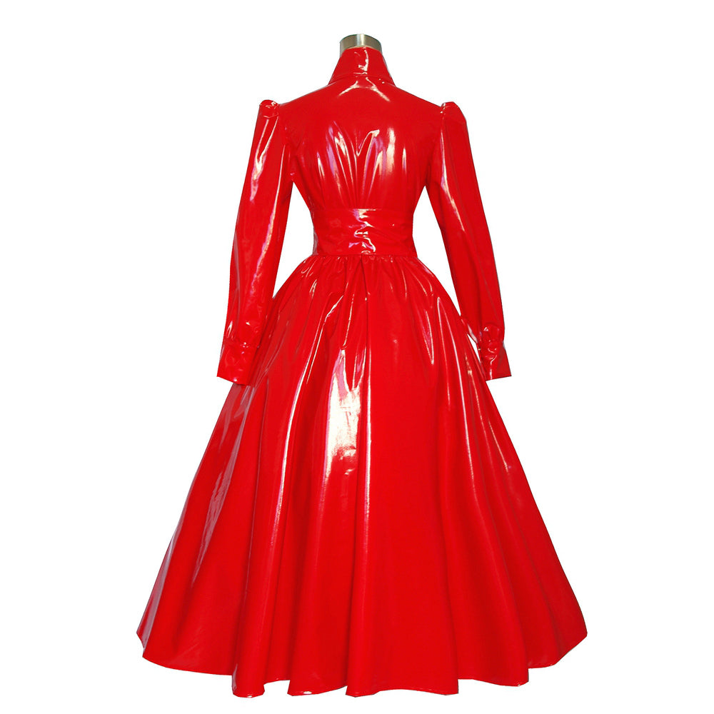 rotes enges PVC-Kleid G379