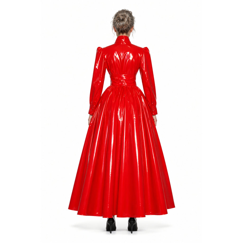 rotes enges PVC-Kleid G379